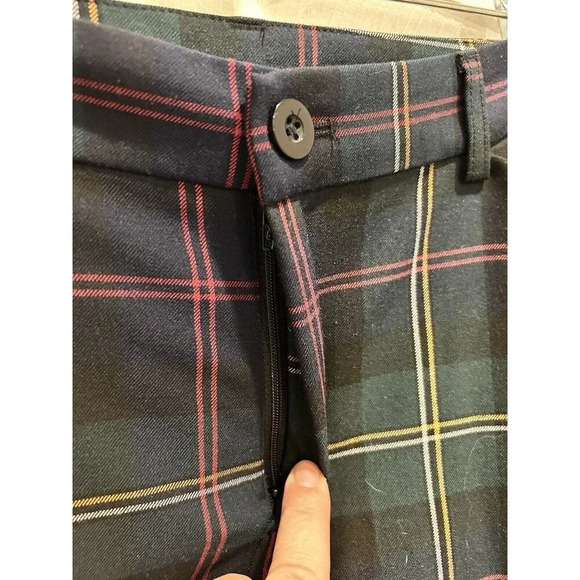 Christopher & Banks Pants Womens 16 Green Plaid Mid-Rise Holiday Party Festive - Picture 3 of 9